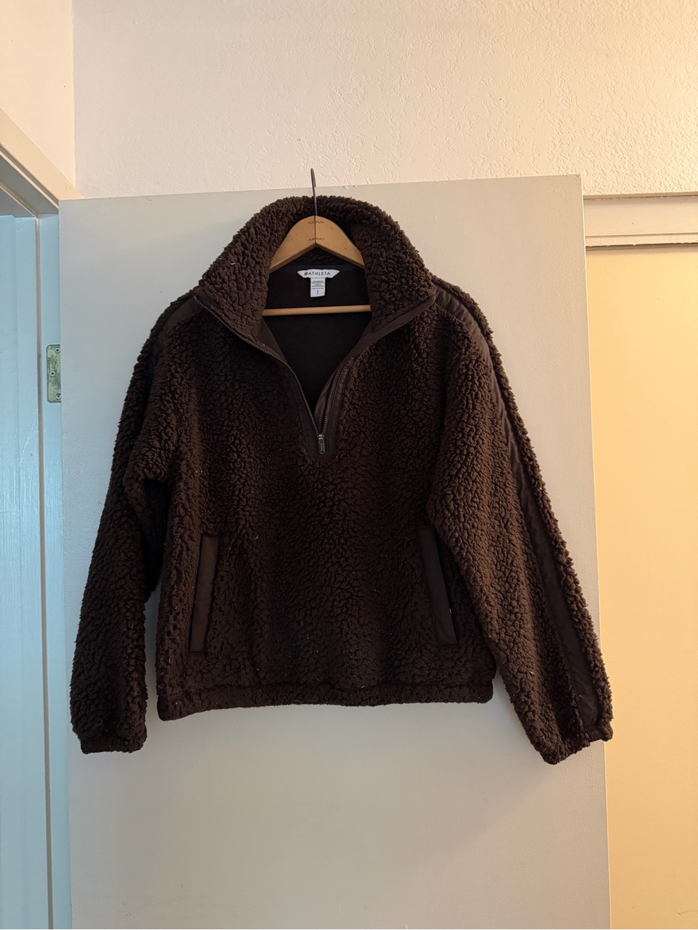 Athleta Brown Sherpa Half-Zip Jacket